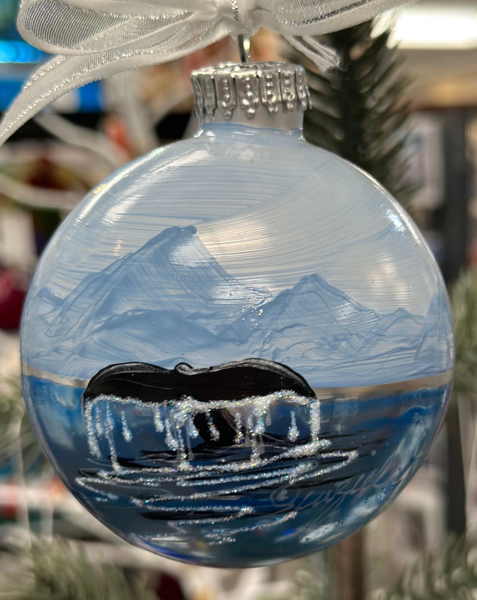 WHALE TAIL LIGHT BLUE ORNAMENT