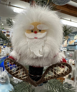 FUR SANTA WITH SNOWSHOES ORNAMENT