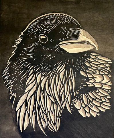 RAVEN HEAD BLACK 12 X 16