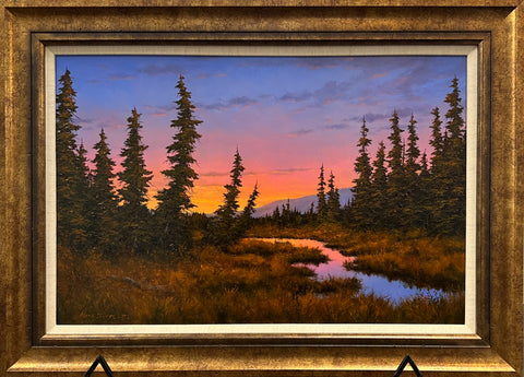 TUNDRA SUNSET ORIGINAL OIL FRAMED