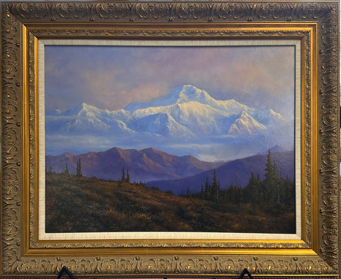 WINTER'S TOUCH, MT. McKINLEY ORIGINAL OIL FRAMED