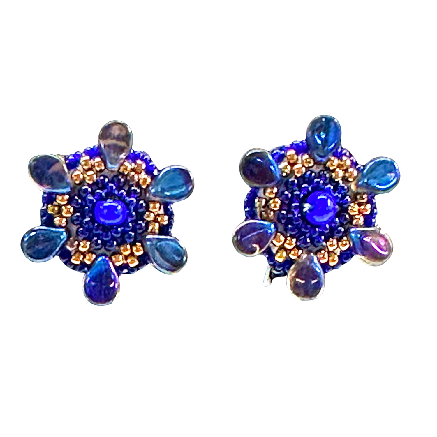 EARRING BUTTON STYLE BLUE