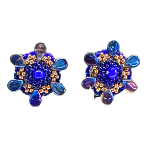 EARRING BUTTON STYLE BLUE