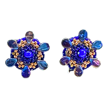 EARRING BUTTON STYLE BLUE