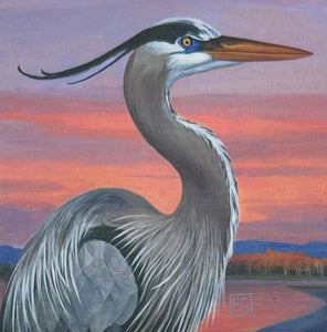 GREAT BLUE HERON 3.5 X 3.5 INCH BLOCK