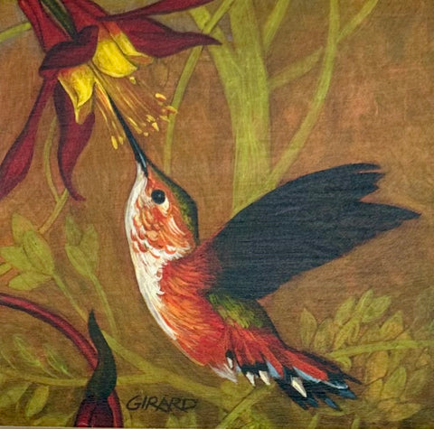 RUFOUS HUMMINGBIRD #1 3.5 X 3.5 INCH BLOCK