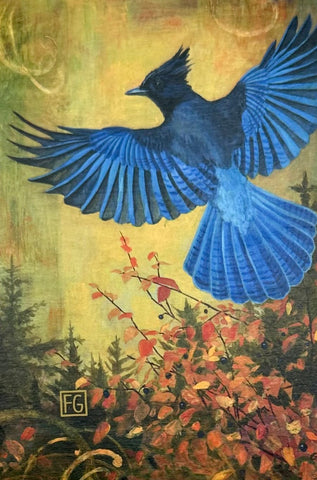 STELLER'S JAY 3.5 X 5.25 INCH BLOCK