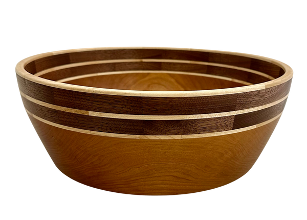 EXTRA LARGE MAPLE WALNUT AND CHERRY BOWL SEGMENTED