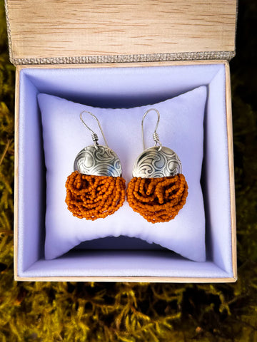 AUTUMN LORE SWINGS MUSTARD BEADED EARRINGS