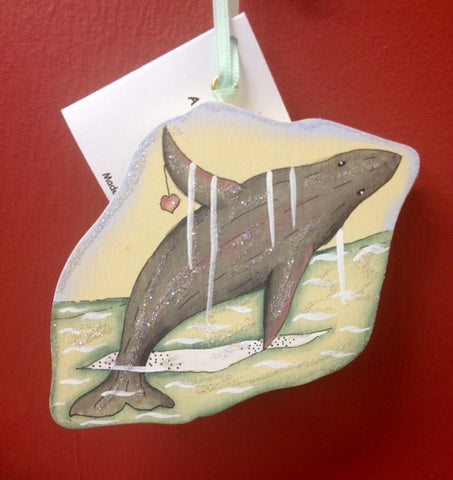 HUMPBACK WHALE WITH HEART ORNAMENT