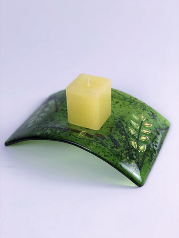 SINGLE CANDLE HOLDER BRIGHT GREEN FIREWEED DESIGN