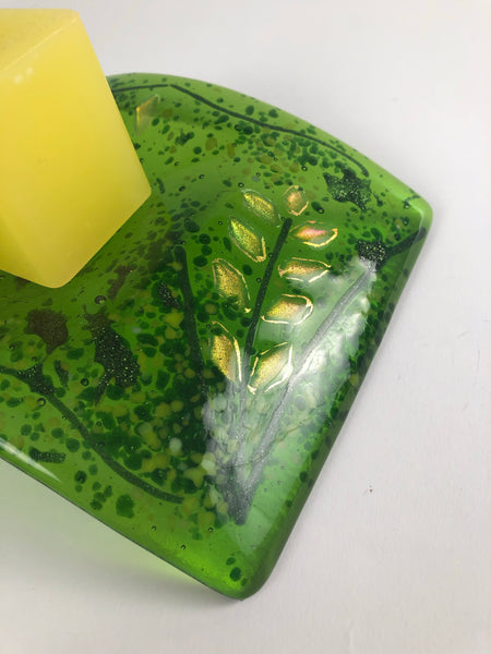 SINGLE CANDLE HOLDER BRIGHT GREEN FIREWEED DESIGN